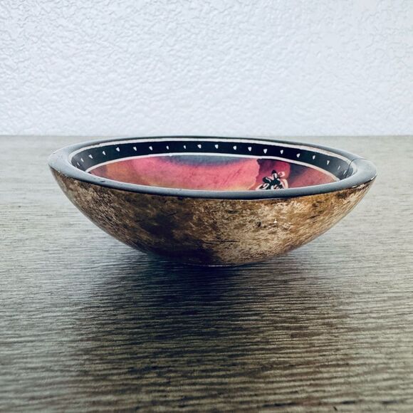 African Giraffe Painted Handmade Trinket Bowl Dish - Picture 2 of 3